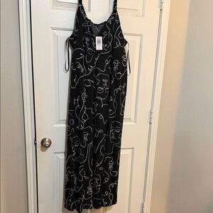 torrid Black Maxi Dress with White Abstract Line Art
